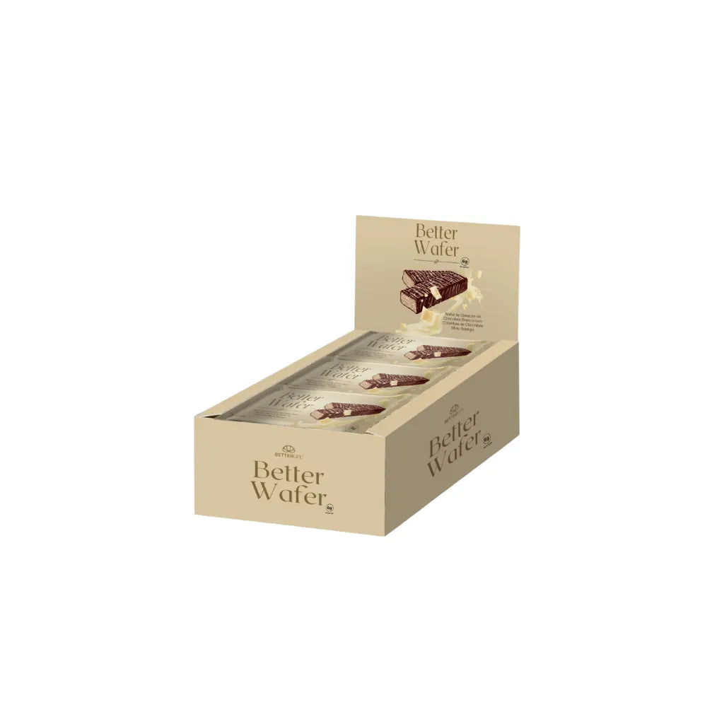 Better Wafer Proteica Chocolate Branco com Cobertuda de Chocolate - Caixa com 12 un