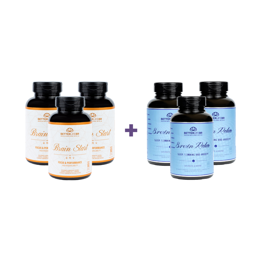 Kit Alta Performance Brain Relax + Brain Start Para 3 Meses