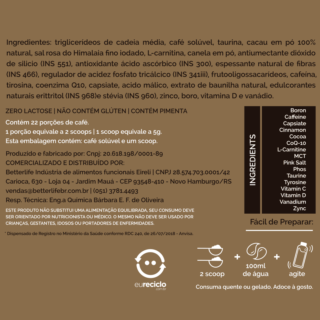 Café em Pó Solúvel Brain Coffee Power 220g